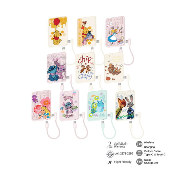 DISNEY VP10-10WPD PRO (G81) พาวเวอร์แบงค์ 10000mAh ชาร์จไร้สาย พร้อมสาย Type-C | VEGER